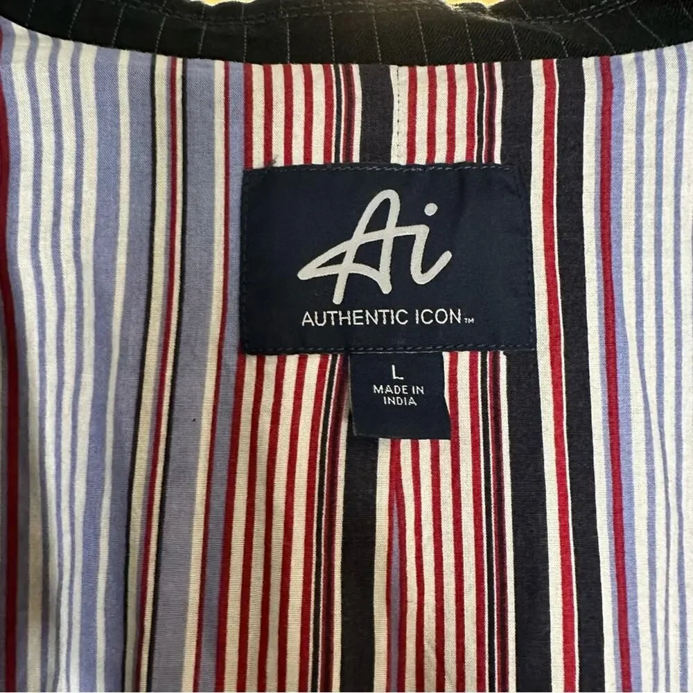 Authentic Icon Navy Pinstripe Blazer Large Sport Coat